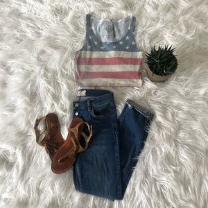 American flag crop top tank.